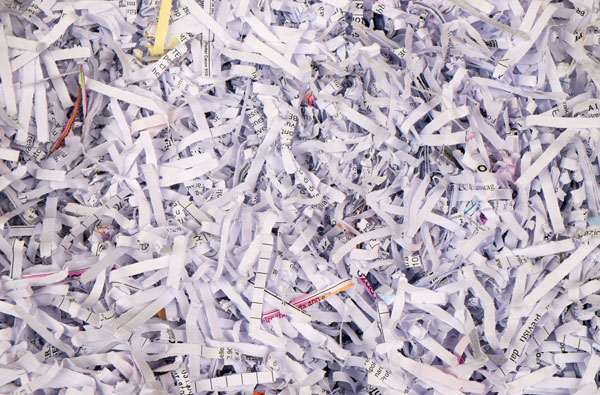 Aktenvernichtungaper Shredder-Papier
